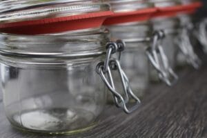 empty glasses on a countertop